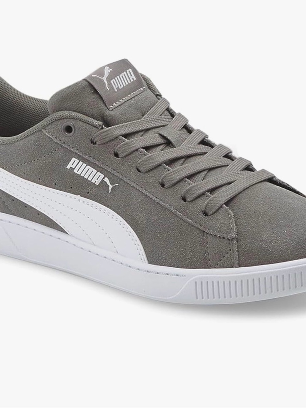 Puma Gray Suede Low-Top Sneaker with White Formstrip
